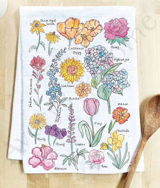 Popular Summer Flowers Gardener Gift Tea Towel