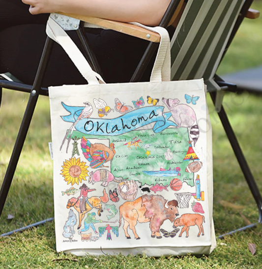 Oklahoma State Map Organic Mountain Souvenir Tote Bag