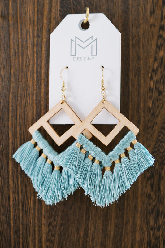 Wood Fringe Earrings - Small 2.5"