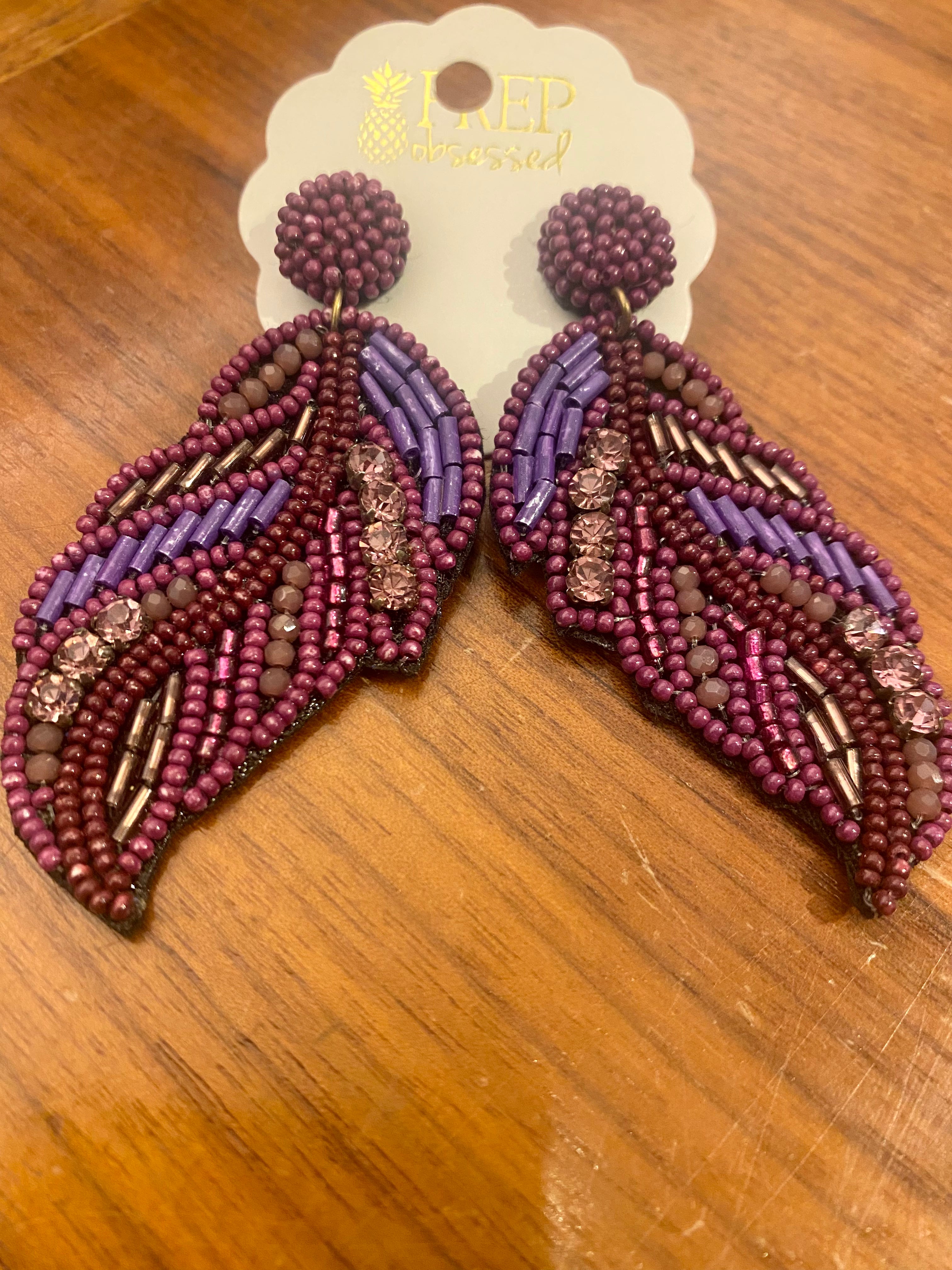 Purple Beaded Earrings